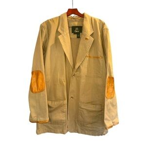 Vtg ORVIS Zambezi Field Hunting Fly Fishing  Safari Jacket Leather Trim